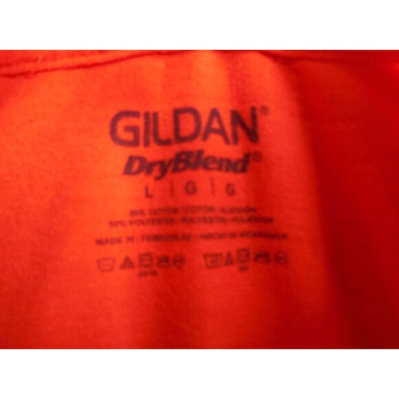 Electric Orange Sz L Tee T-Shirt Cotton blend Stingrays Gildan Dry Blend YMCA - Picture 3 of 6